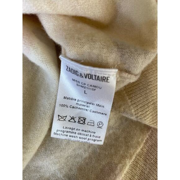 ZADIG & VOLTAIRE 100% Cashmere Pastel Camo Pullover Sweater L - Picture 8 of 13